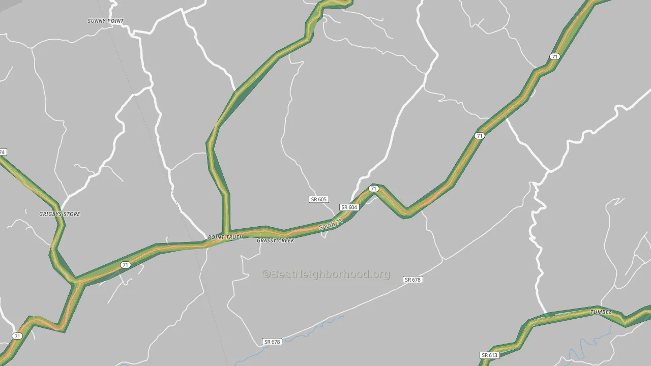 Fugates Hill, VA Map of Noise Levels in Fugates Hill