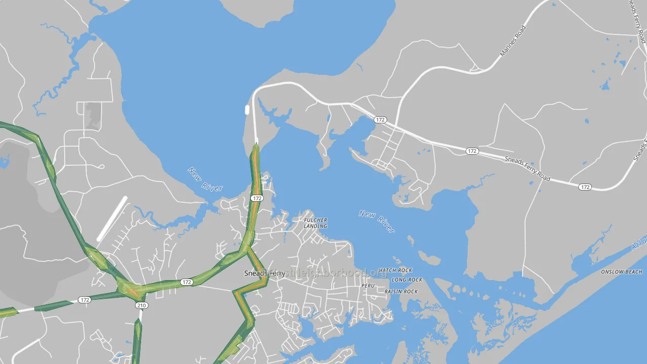 Fulcher Landing, NC Map of Noise Levels in Fulcher Landing