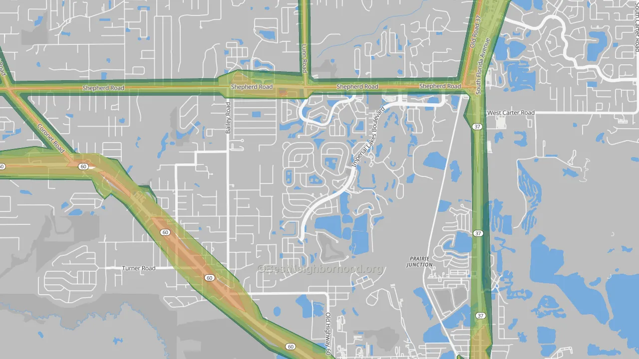 Fuller Heights, FL Map of Noise Levels in Fuller Heights