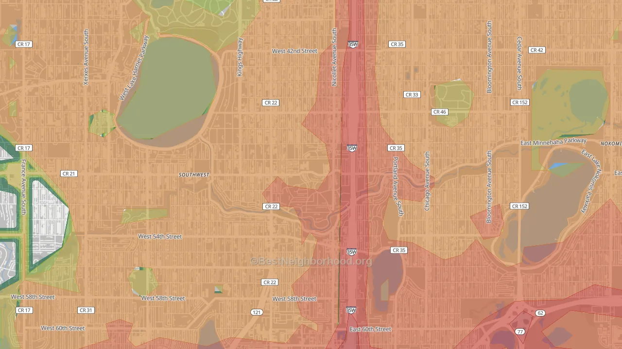 Fuller Tangletown, Minneapolis, MN Map of Noise Levels in Fuller Tangletown