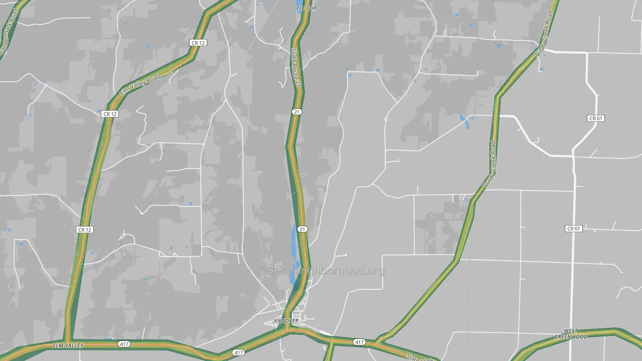 Fulmer Valley, NY Map of Noise Levels in Fulmer Valley