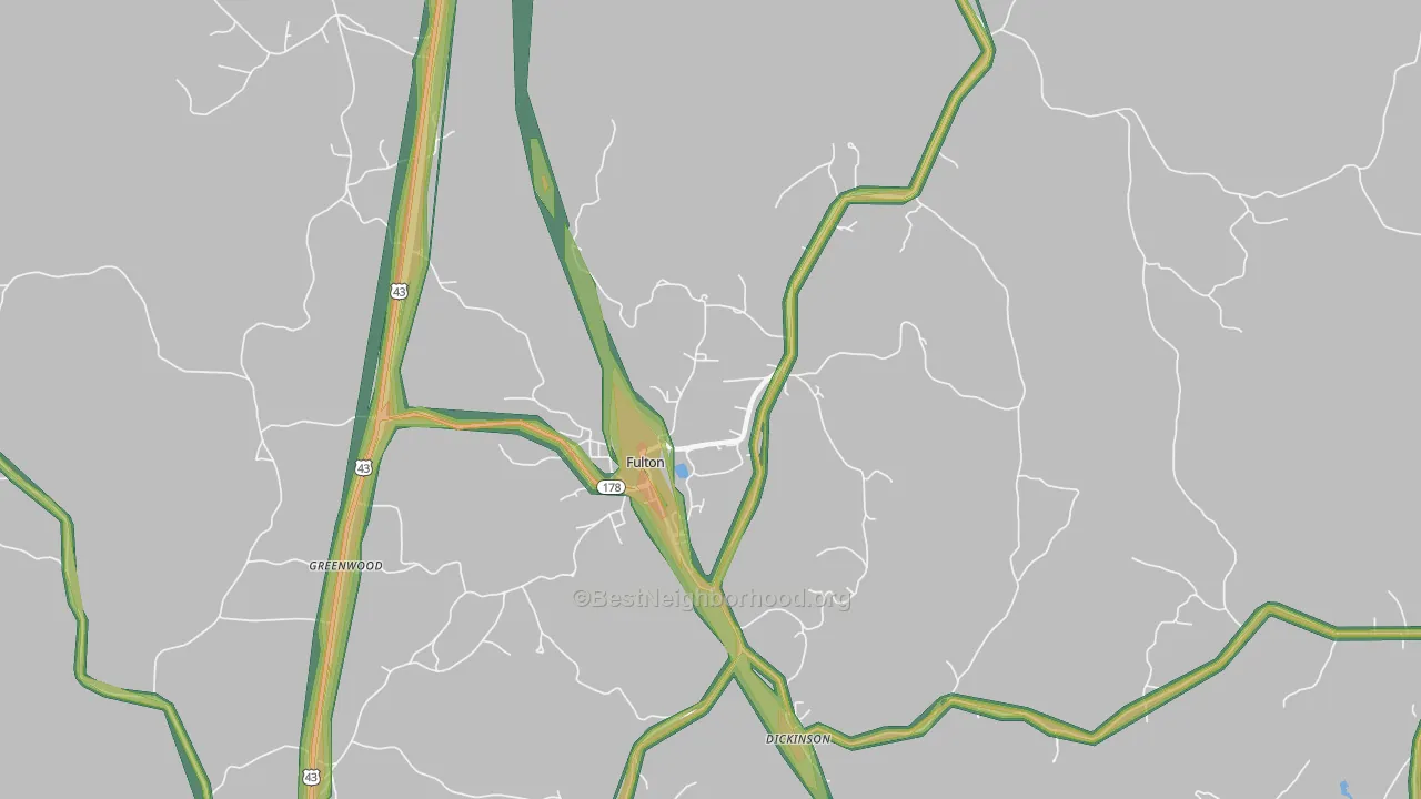 Fulton, AL Map of Noise Levels in Fulton