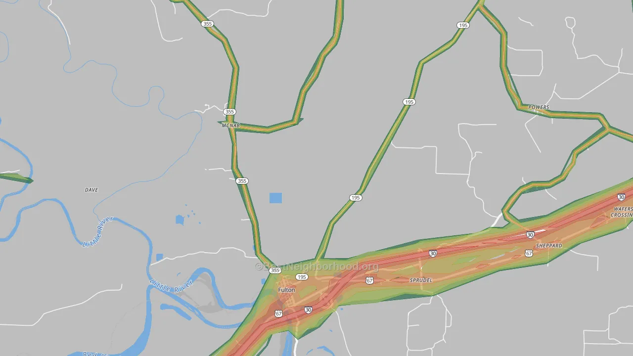Fulton, AR Map of Noise Levels in Fulton