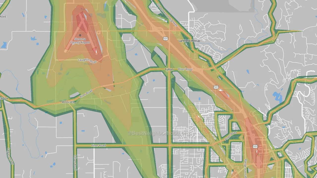 Fulton, CA Map of Noise Levels in Fulton