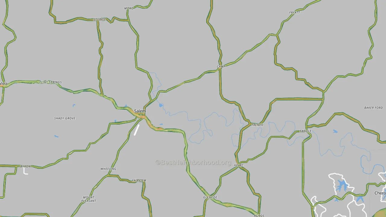 Fulton County, AR Map of Noise Levels in Fulton County