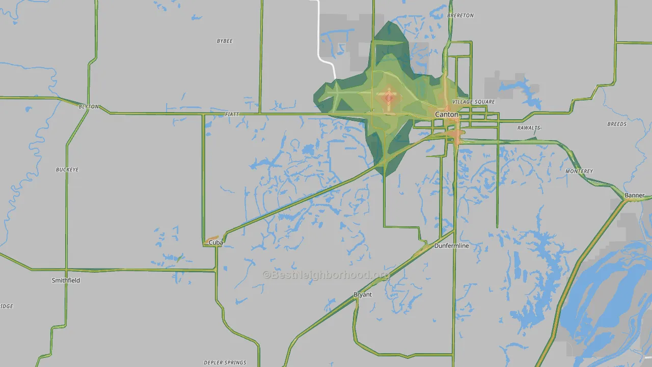 Fulton County, IL Map of Noise Levels in Fulton County