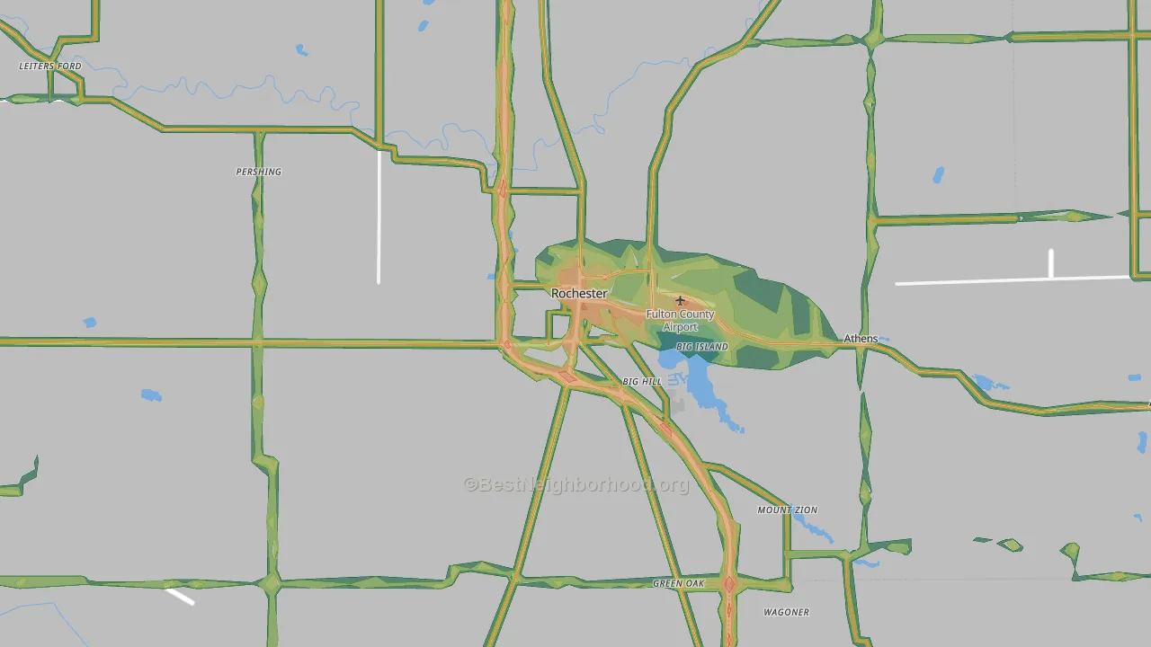 Fulton County, IN Map of Noise Levels in Fulton County