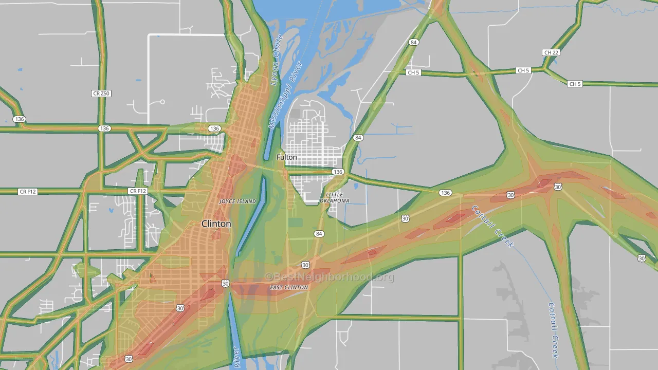 Fulton, IL Map of Noise Levels in Fulton