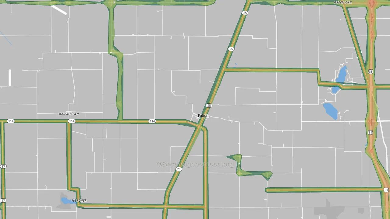 Fulton, IN Map of Noise Levels in Fulton