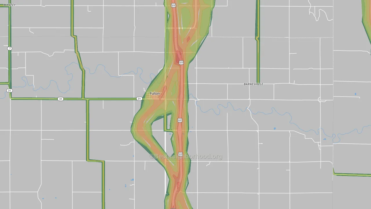 Fulton, KS Map of Noise Levels in Fulton