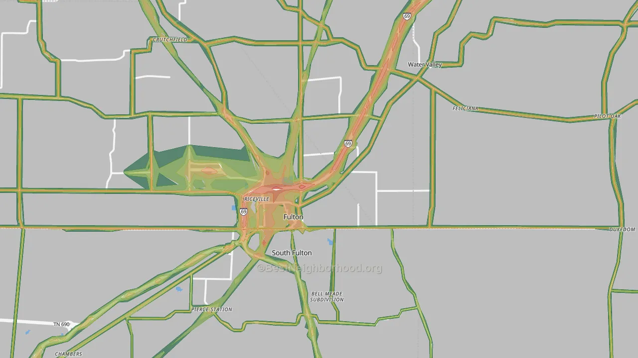 Fulton, KY Map of Noise Levels in Fulton