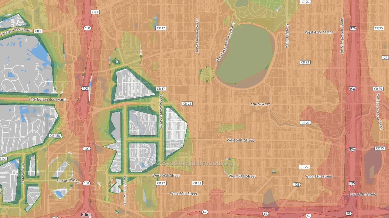 Fulton, Minneapolis, MN Map of Noise Levels in Fulton