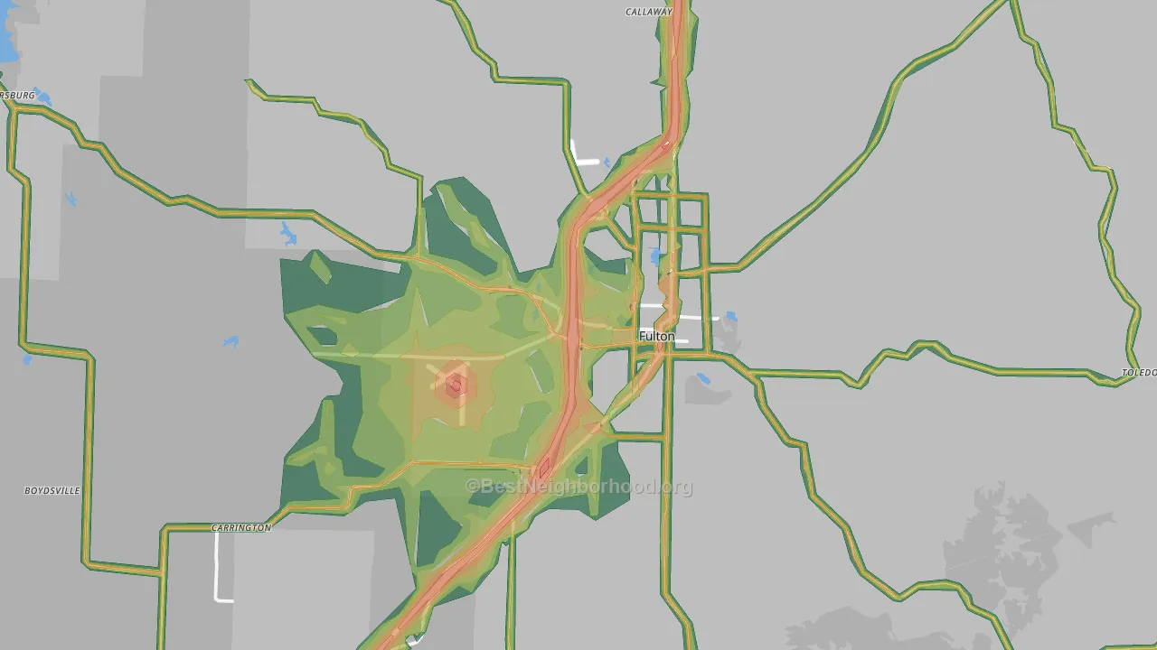 Fulton, MO Map of Noise Levels in Fulton