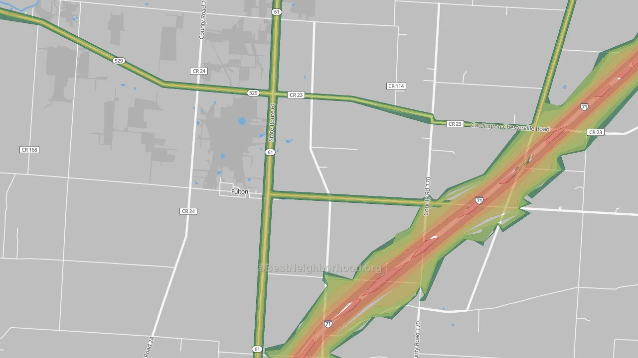 Fulton, OH Map of Noise Levels in Fulton