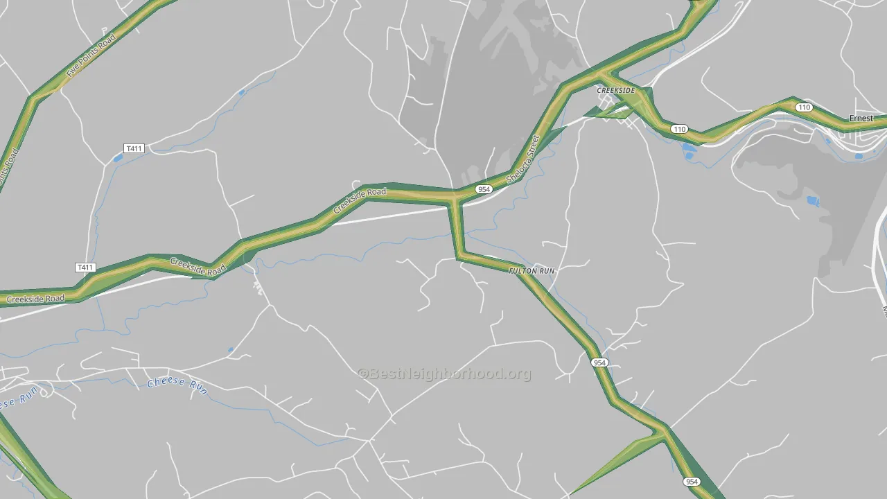 Fulton Run, PA Map of Noise Levels in Fulton Run