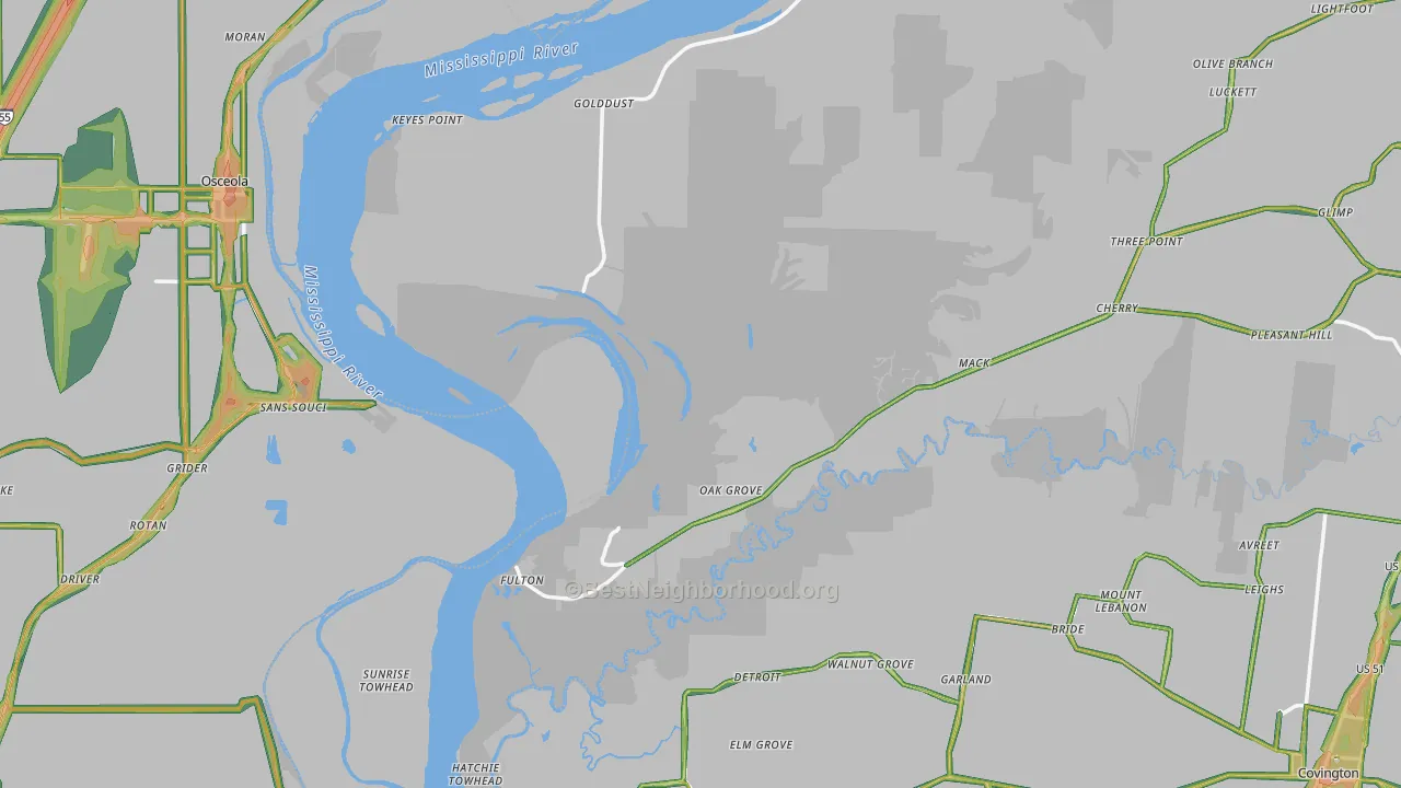 Fulton, TN Map of Noise Levels in Fulton