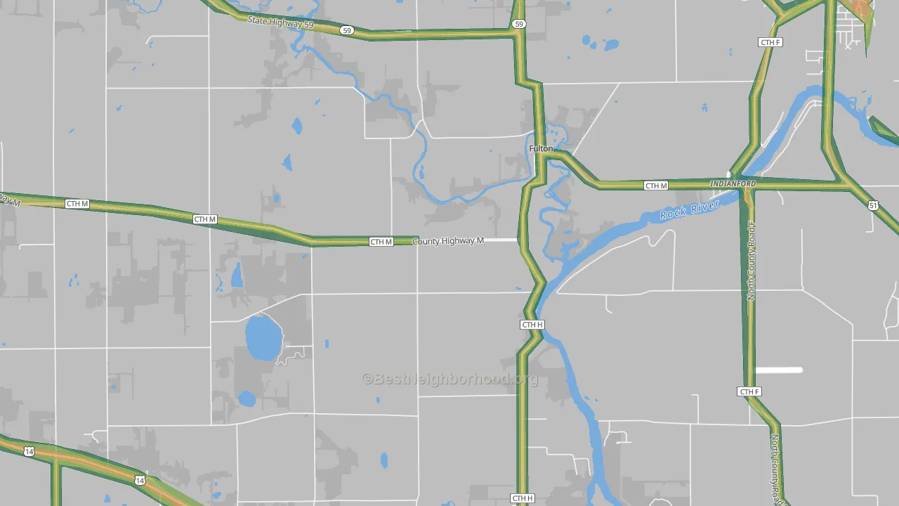Fulton, WI Map of Noise Levels in Fulton
