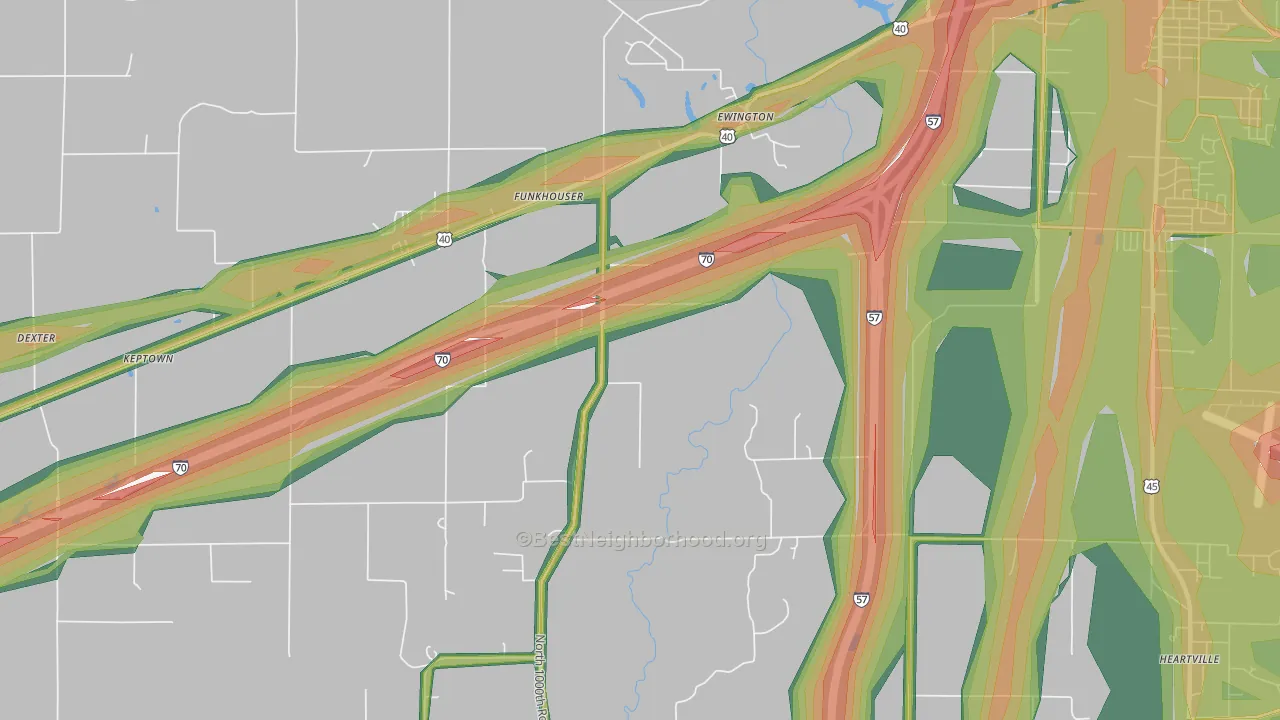 Funkhouser, IL Map of Noise Levels in Funkhouser