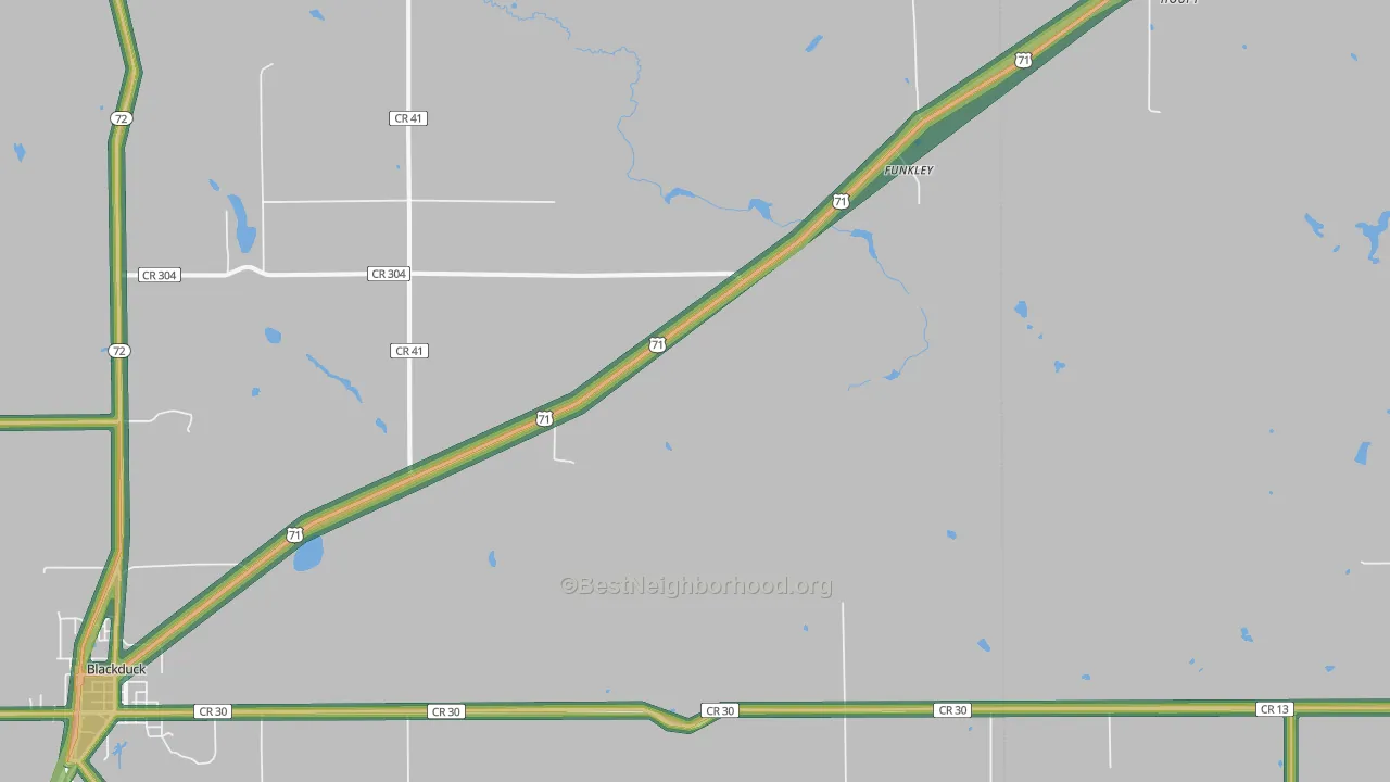 Funkley, MN Map of Noise Levels in Funkley