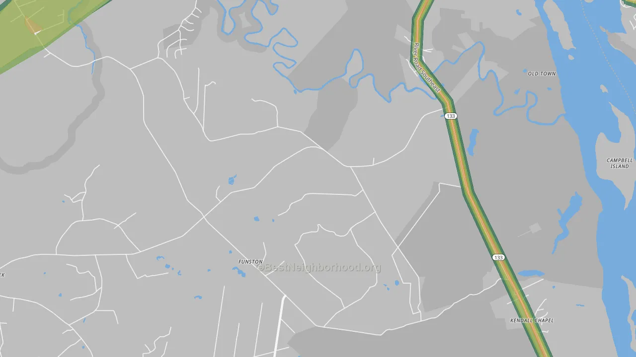 Funston, NC Map of Noise Levels in Funston