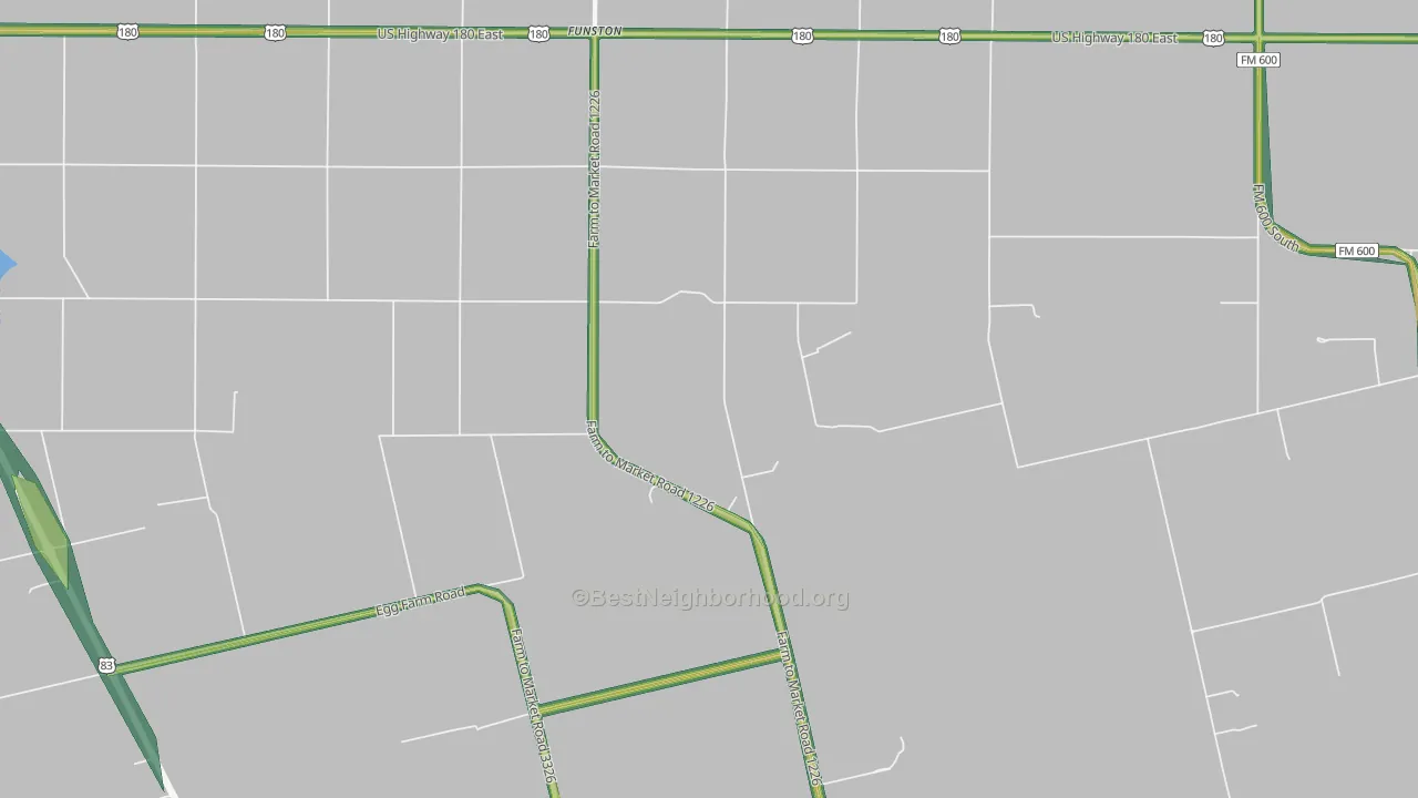 Funston, TX Map of Noise Levels in Funston