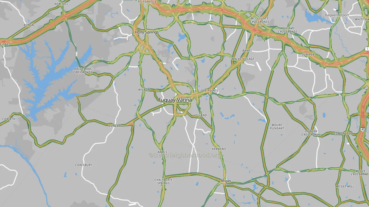 Fuquay-Varina, NC Map of Noise Levels in Fuquay-Varina