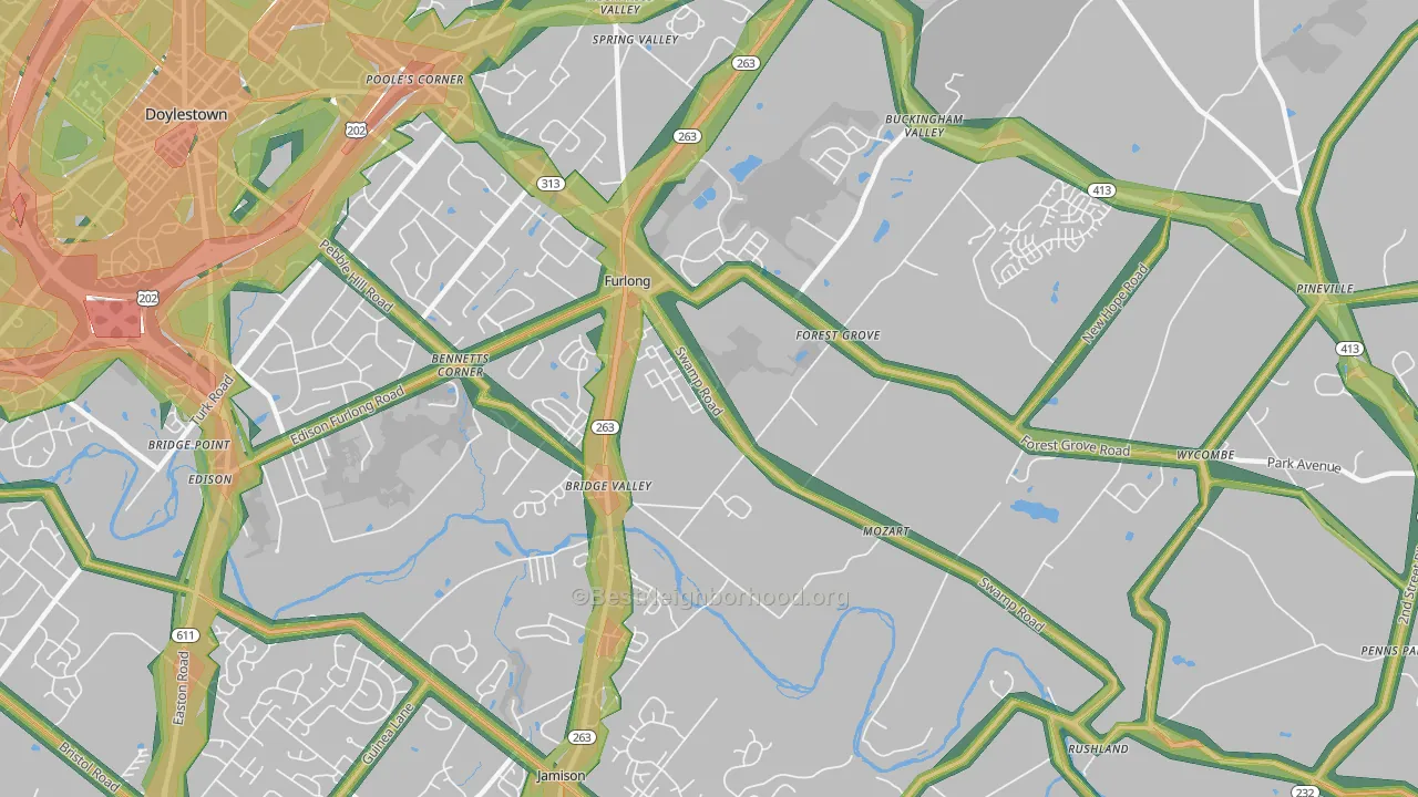 Furlong, PA Map of Noise Levels in Furlong