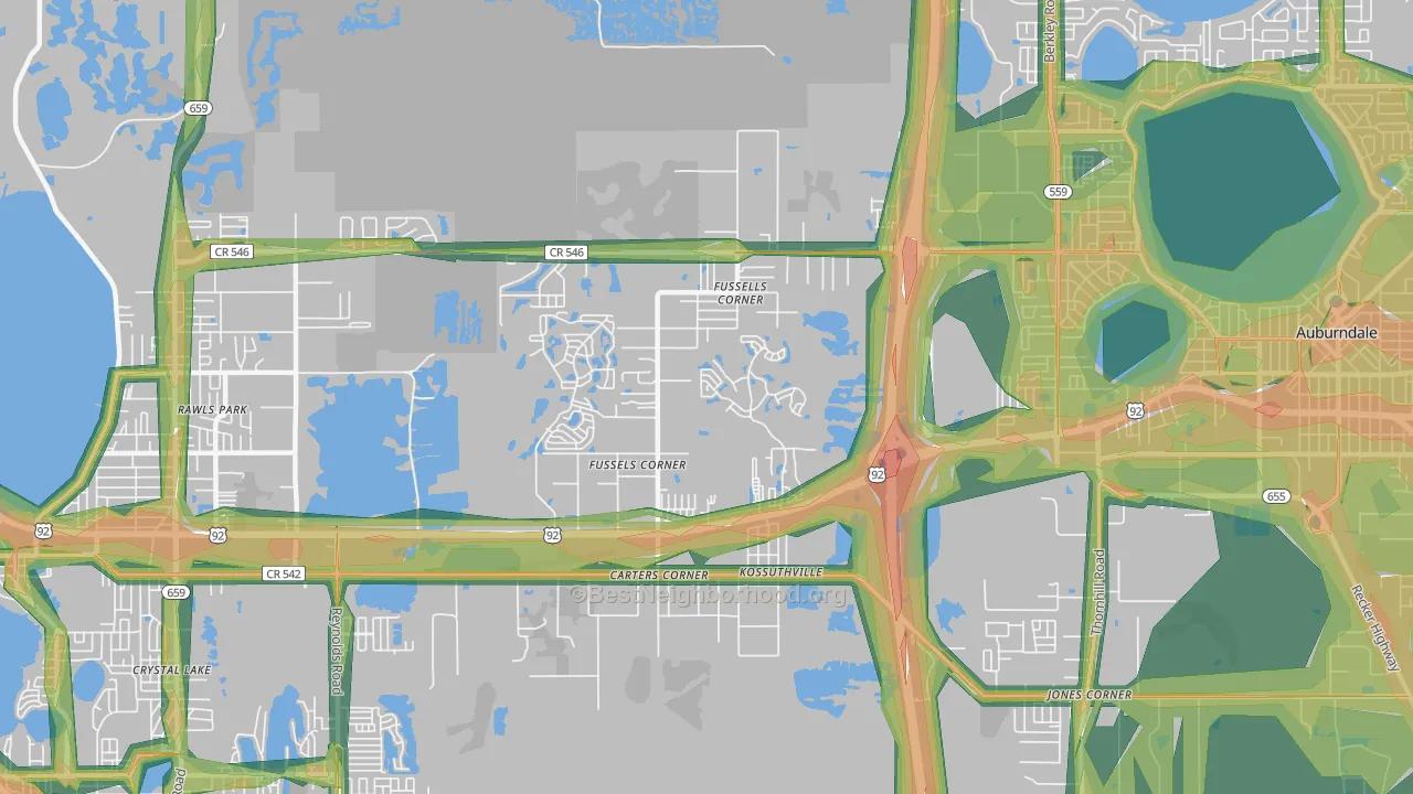 Fussels Corner, FL Map of Noise Levels in Fussels Corner