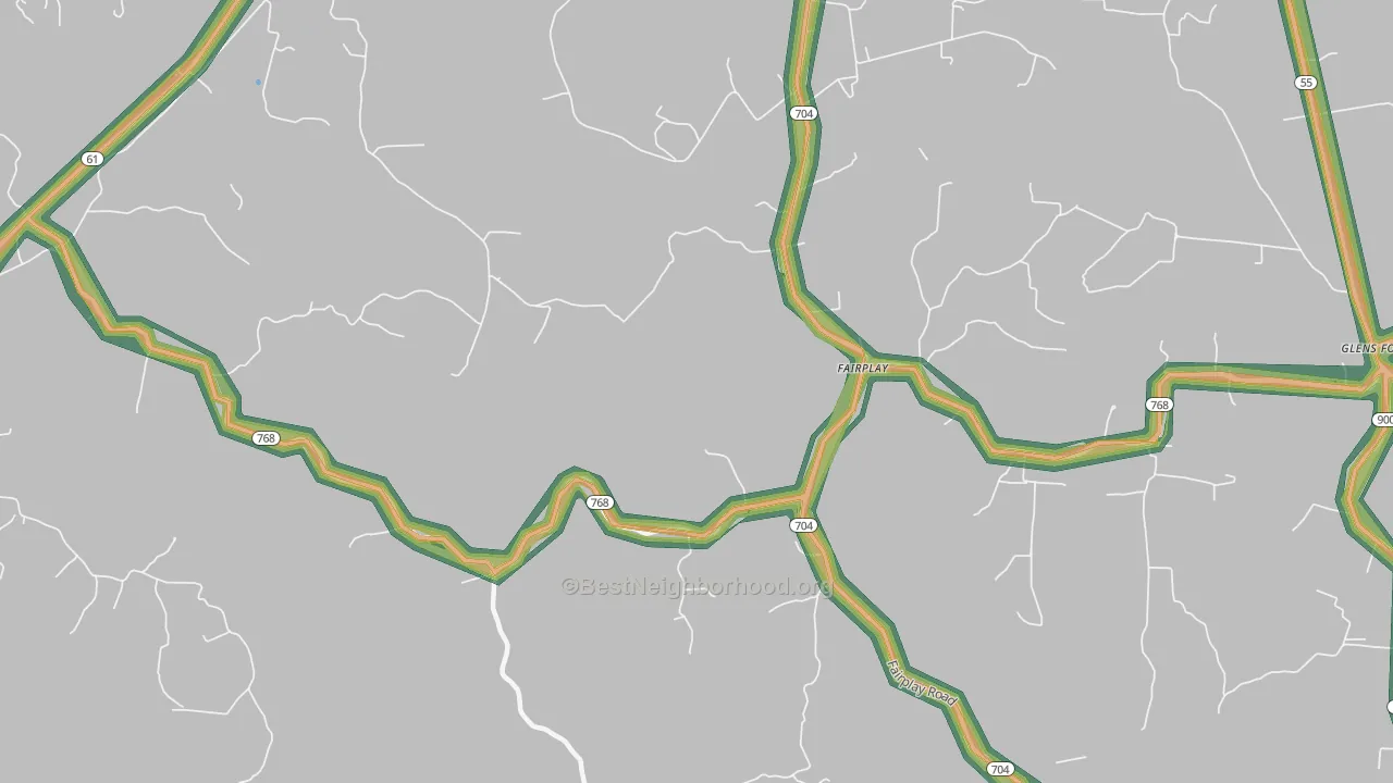 Gadberry, KY Map of Noise Levels in Gadberry