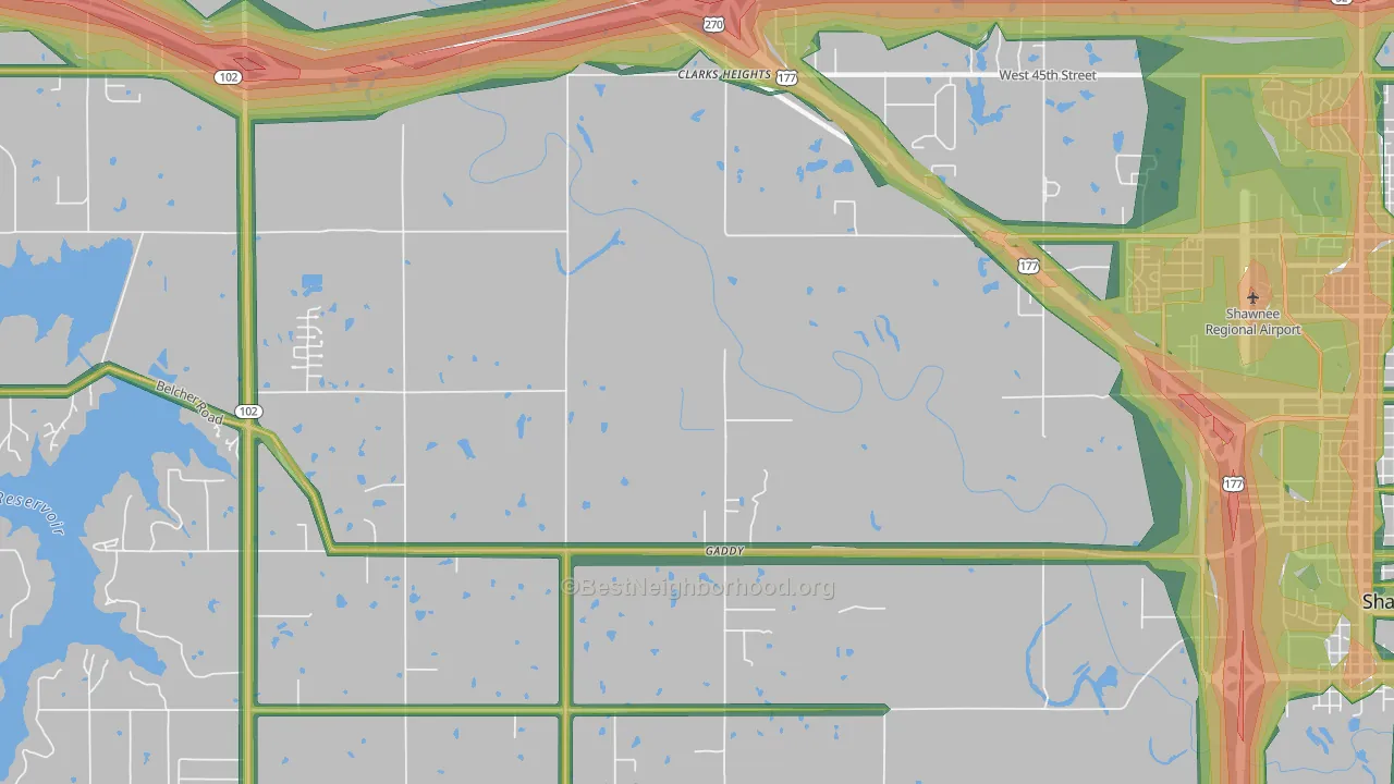 Gaddy, OK Map of Noise Levels in Gaddy