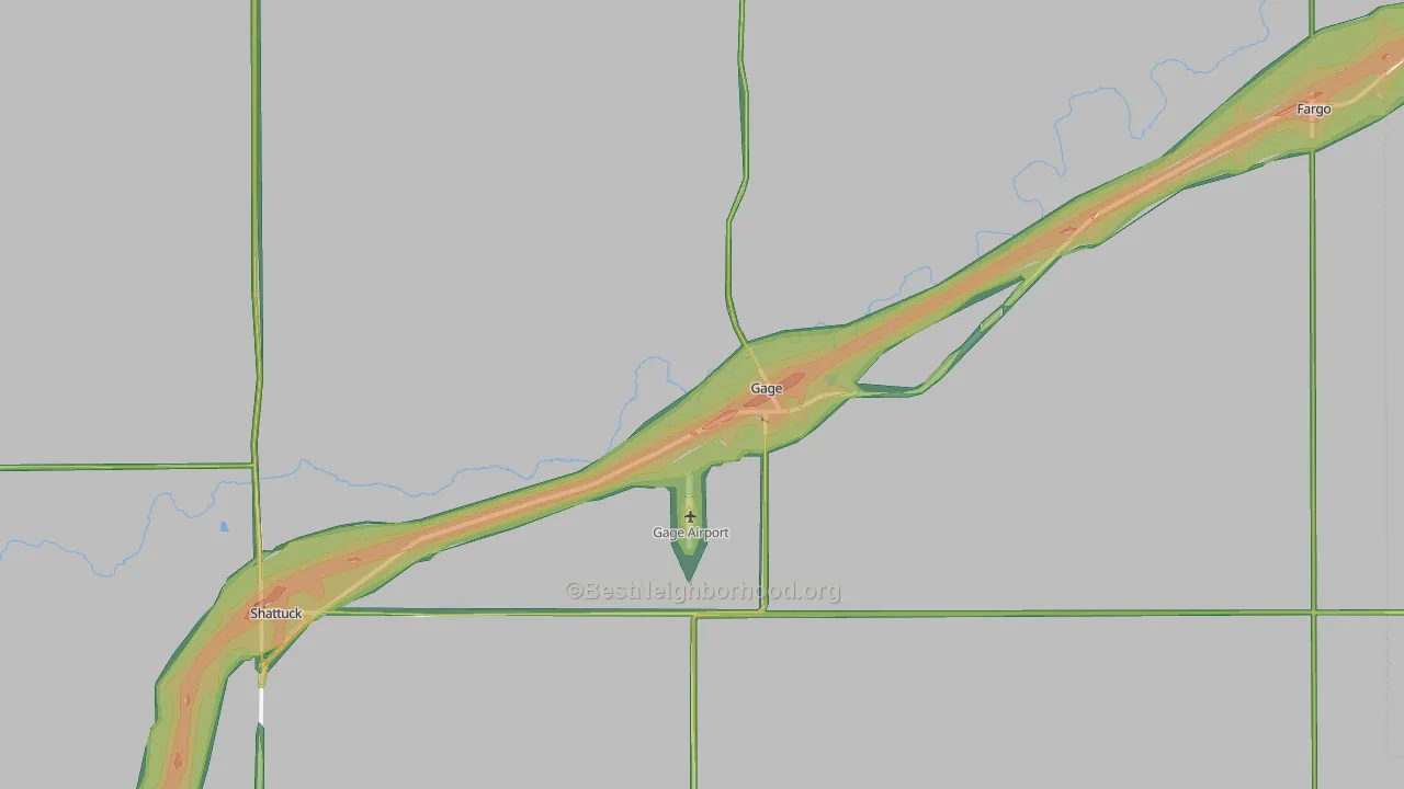 Gage, OK Map of Noise Levels in Gage