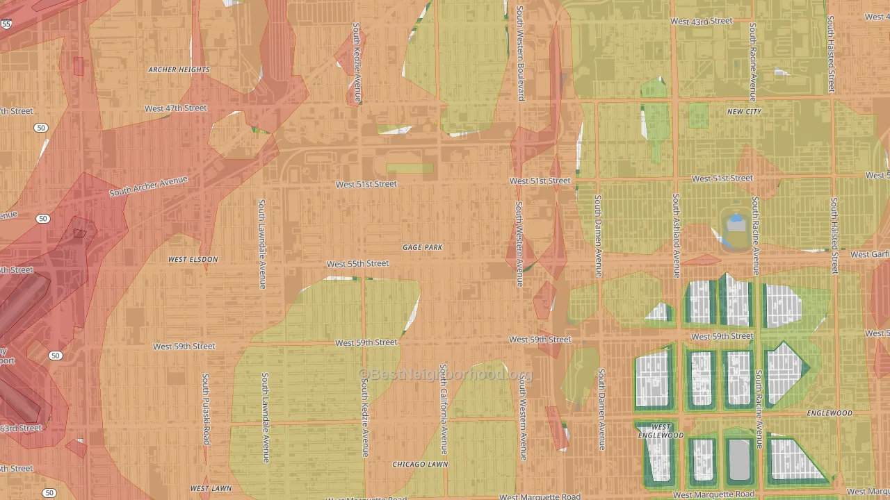 Gage Park, Chicago, IL Map of Noise Levels in Gage Park