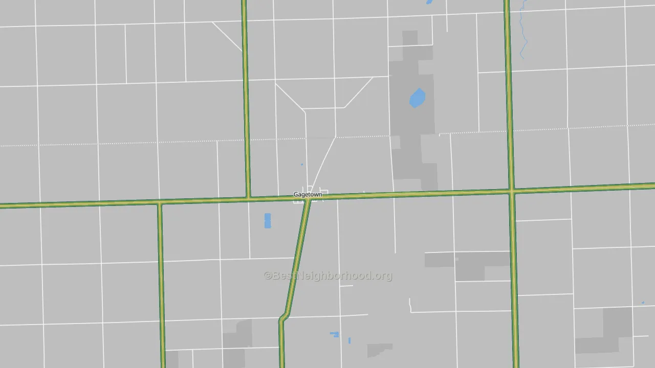 Gagetown, MI Map of Noise Levels in Gagetown