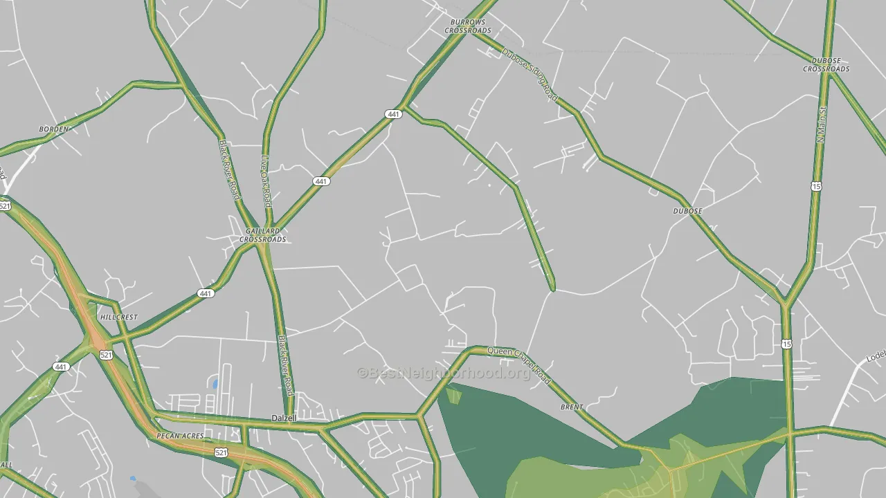 Gaillard Crossroads, SC Map of Noise Levels in Gaillard Crossroads