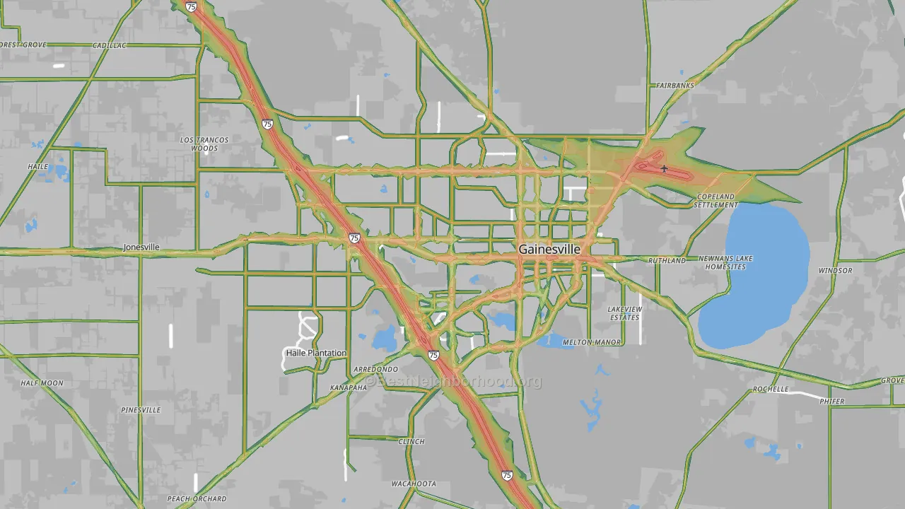 Gainesville, FL Map of Noise Levels in Gainesville