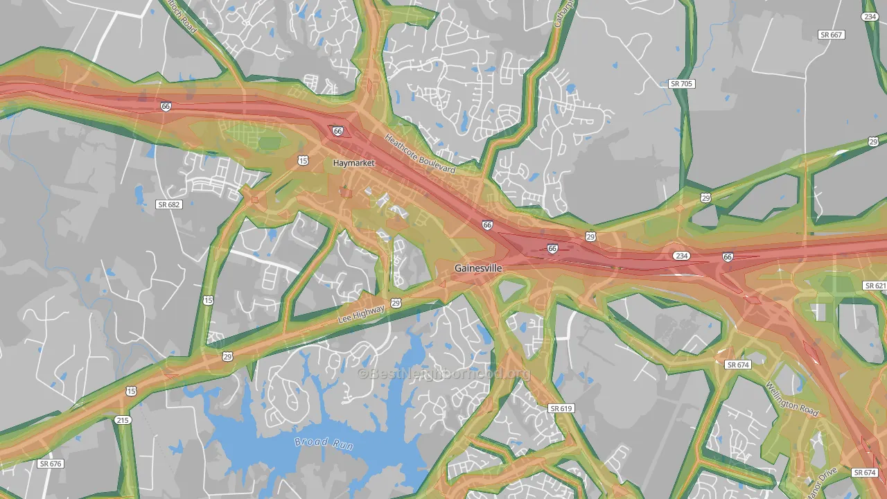 Gainesville, VA Map of Noise Levels in Gainesville