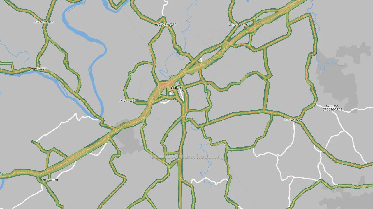 Galax, VA Map of Noise Levels in Galax