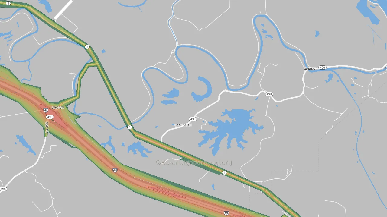 Galbraith, LA Map of Noise Levels in Galbraith