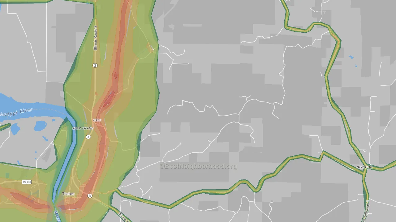Gale, IL Map of Noise Levels in Gale