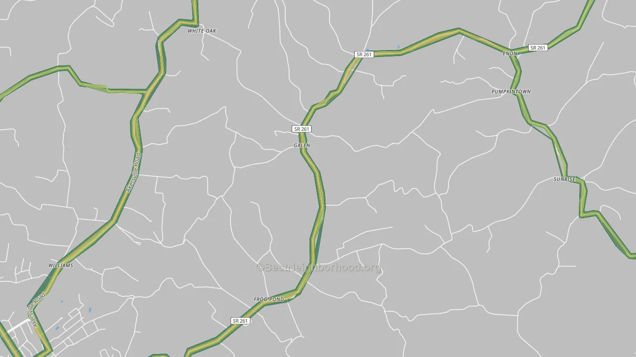 Galen, TN Map of Noise Levels in Galen