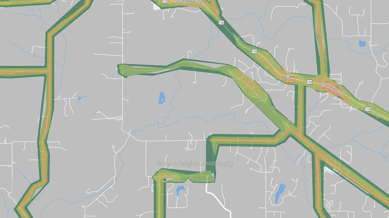 Galena, IN Map of Noise Levels in Galena