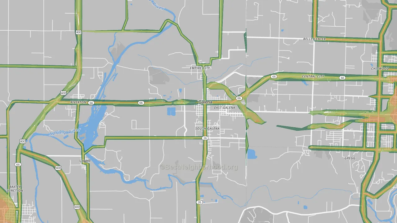 Galena, KS Map of Noise Levels in Galena