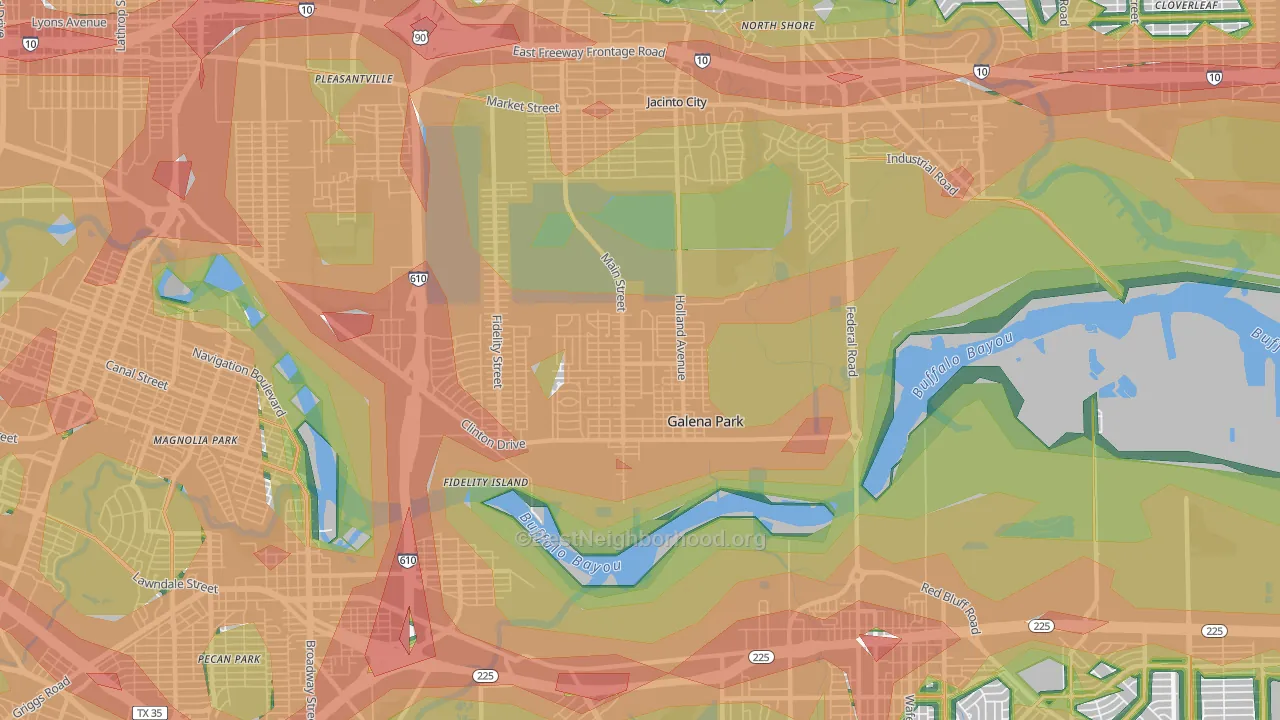Galena Park, TX Map of Noise Levels in Galena Park