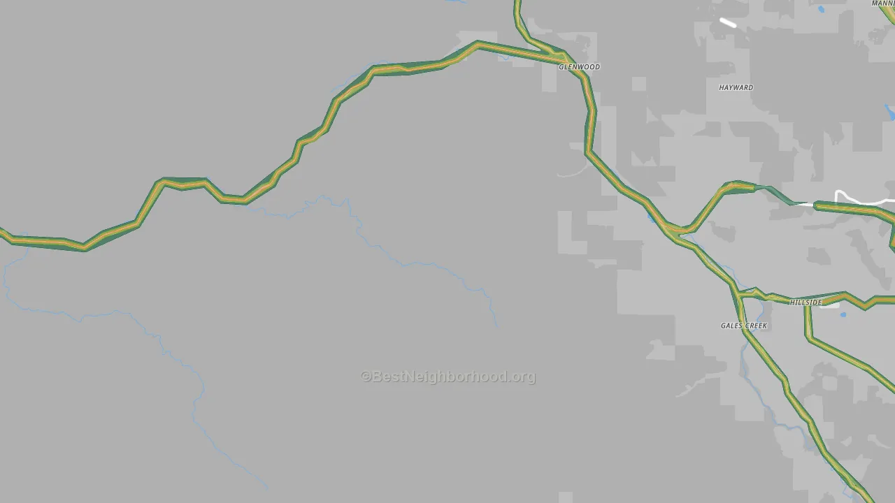 Gales Creek, OR Map of Noise Levels in Gales Creek