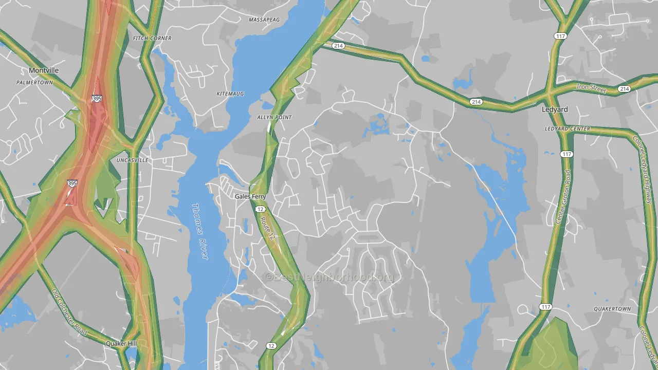 Gales Ferry, CT Map of Noise Levels in Gales Ferry