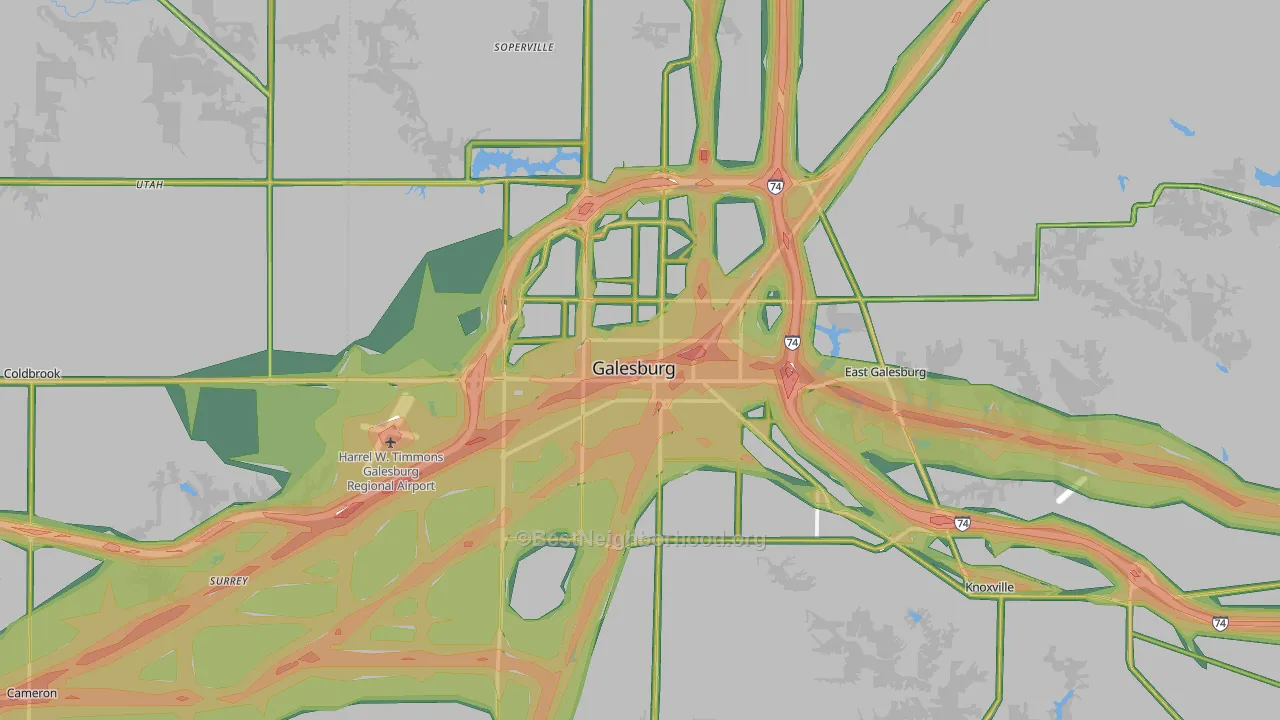 Galesburg, IL Map of Noise Levels in Galesburg