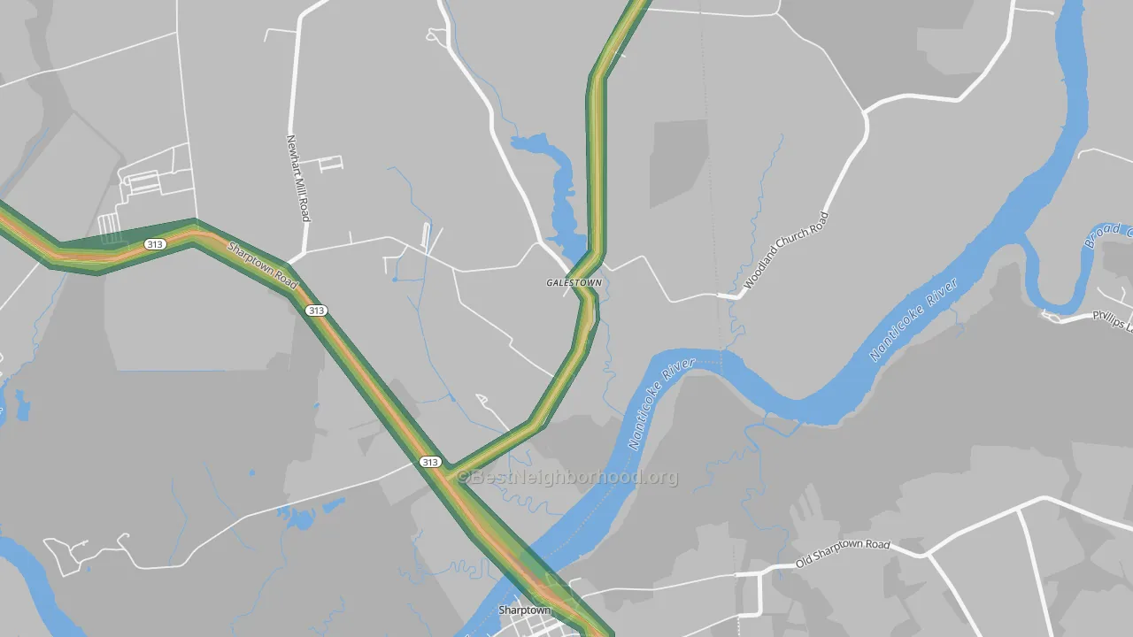 Galestown, MD Map of Noise Levels in Galestown