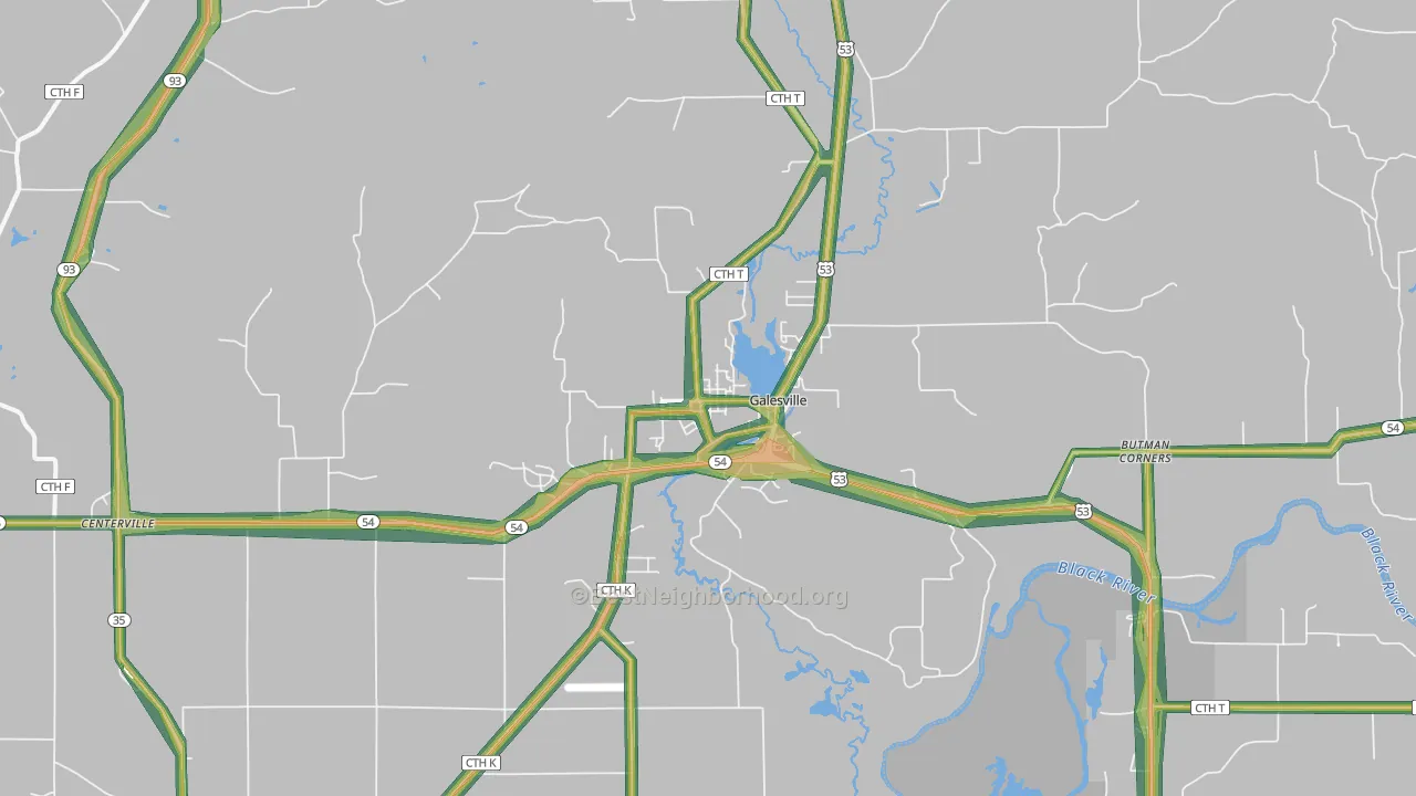 Galesville, WI Map of Noise Levels in Galesville