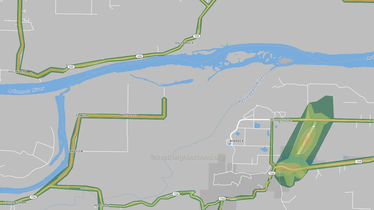 Galla Rock, AR Map of Noise Levels in Galla Rock