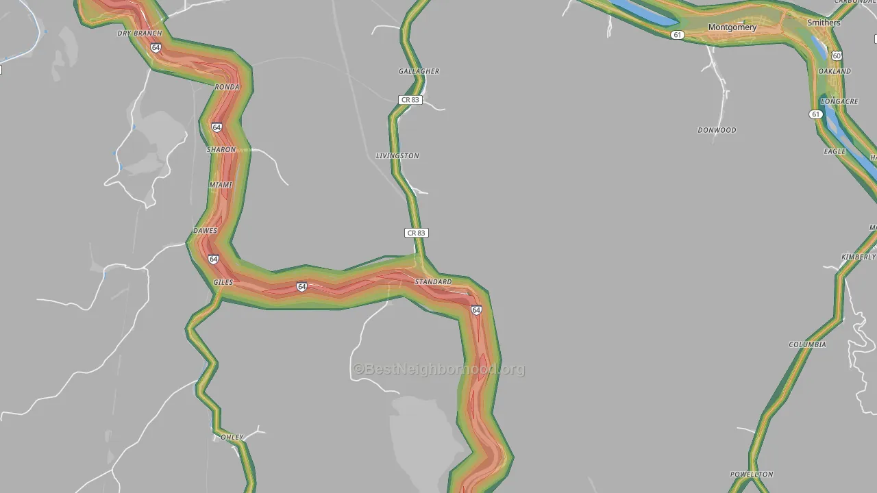 Gallagher, WV Map of Noise Levels in Gallagher